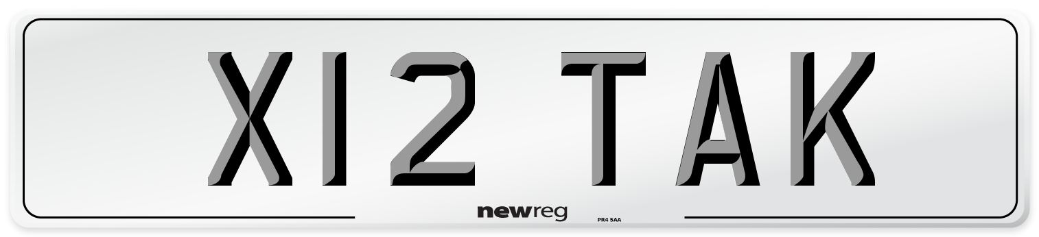 X12 TAK Number Plate from New Reg